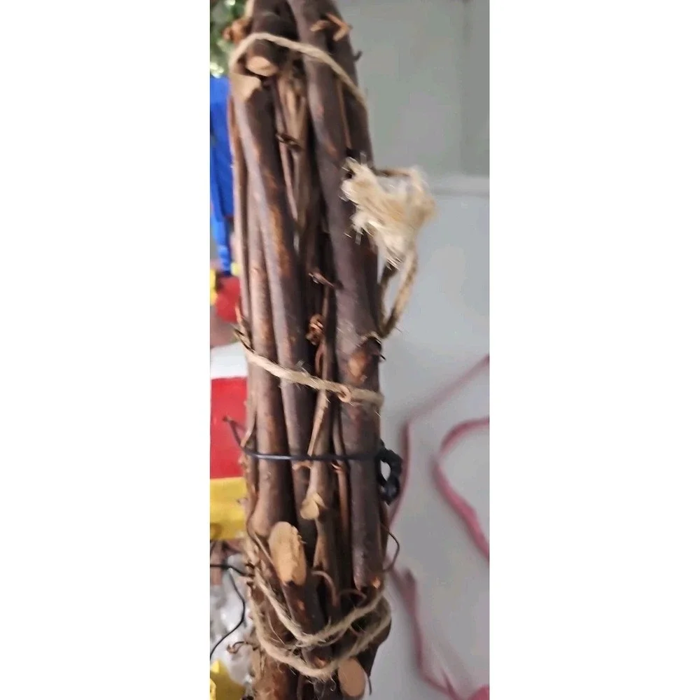 Santa Twine Vtg Christmas Wreath Retro Garden Wooden Attach Pcs 14 Inch Y2k Mist
